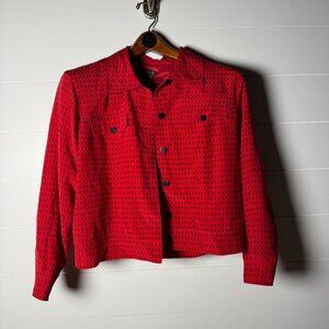 Anthracite 100% Silk Red & Black Fully Lined Jacket Blazer Sz 12